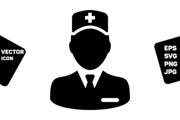 Ask a Doctor Icon Vector Male Person: Graphics and Icons for Local Business