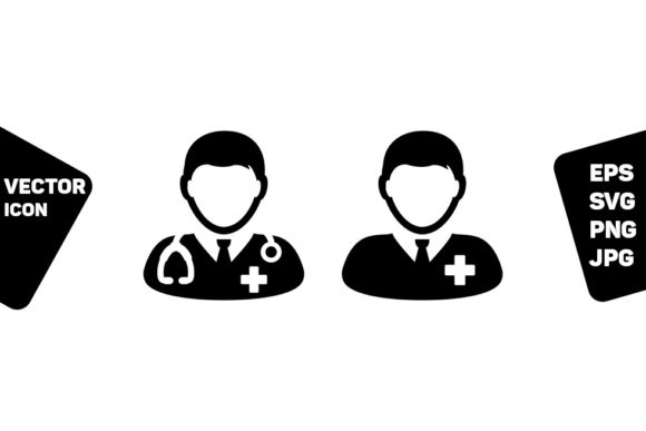 Client Icon Vector with Male Doctor Sign