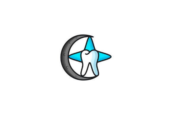 Crescent Moon Dental Star Logo Graphics and Icons