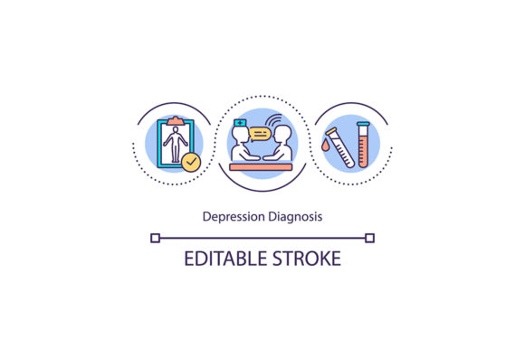 Depression Diagnosis Concept Icon: Graphics and Icons for Editorial Use