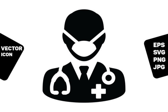 Health Icon Vector Doctor with Face Mask