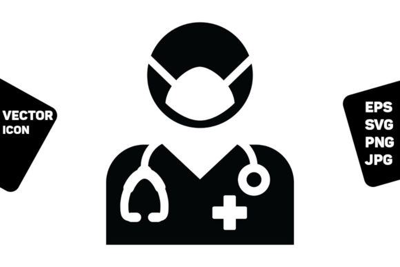 Healthcare Icon Vector Doctor Face Mask Graphics and Icons