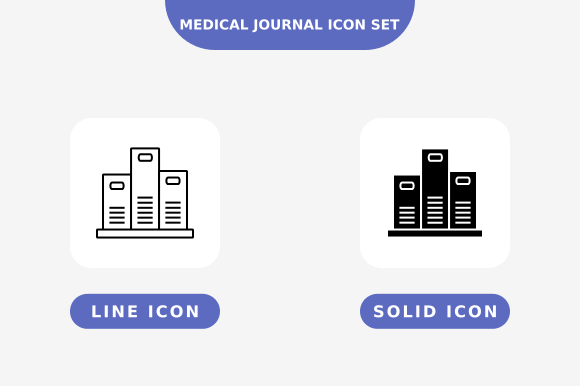 Medical Journal Icon Set, Line and Solid