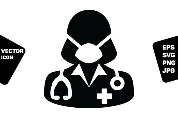 Nurse Icon Vector Surgical Face Mask Graphics
