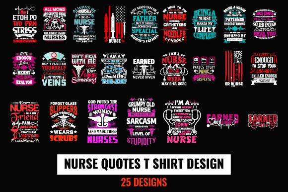 Nurse Quotes T-Shirt Design Bundle
